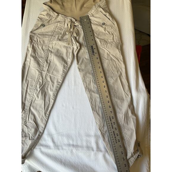 Motherhood Maternity Women Khaki Pants Size S Beige Button Drawstring 27" Inseam - Picture 8 of 10